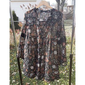 Autumnal Floral Print Dress